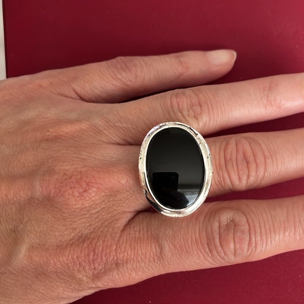 Black Onyx Statement Ring Size 7 1/2